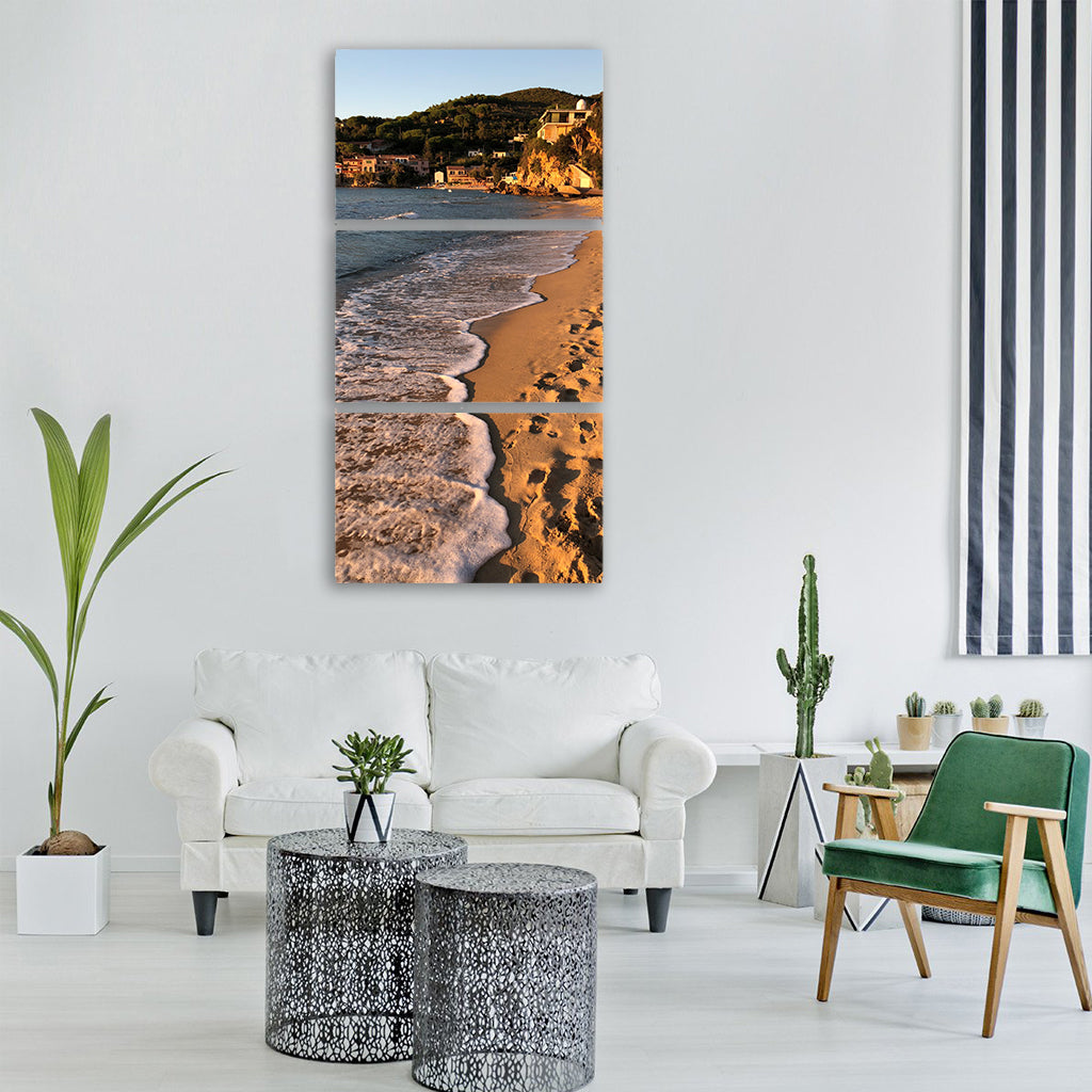 elba island sunset bay italy sea Vertical Canvas Wall Art