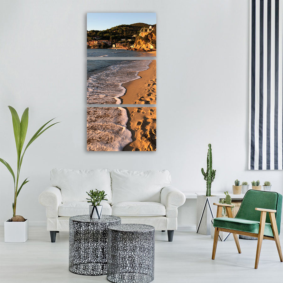 elba island sunset bay italy sea Vertical Canvas Wall Art