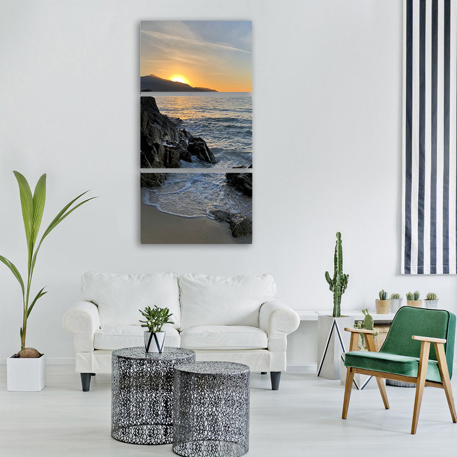elba island sunset bay italy sea Vertical Canvas Wall Art