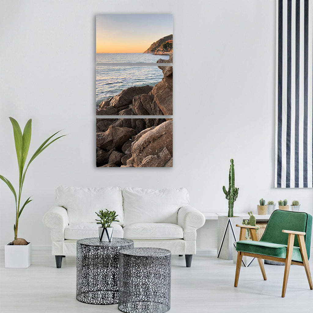 elba island sunset bay italy sea Vertical Canvas Wall Art