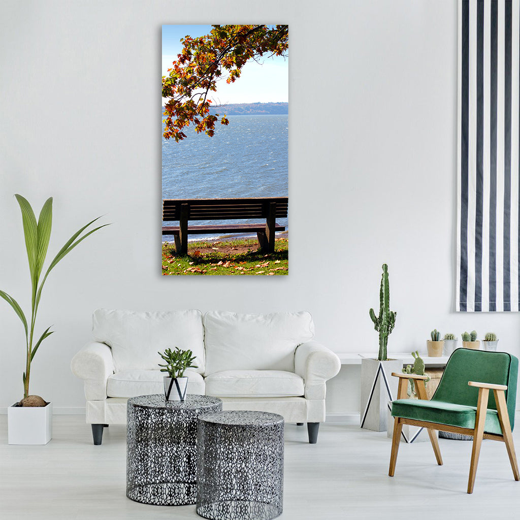 fall québec photography lake Vertical Canvas Wall Art