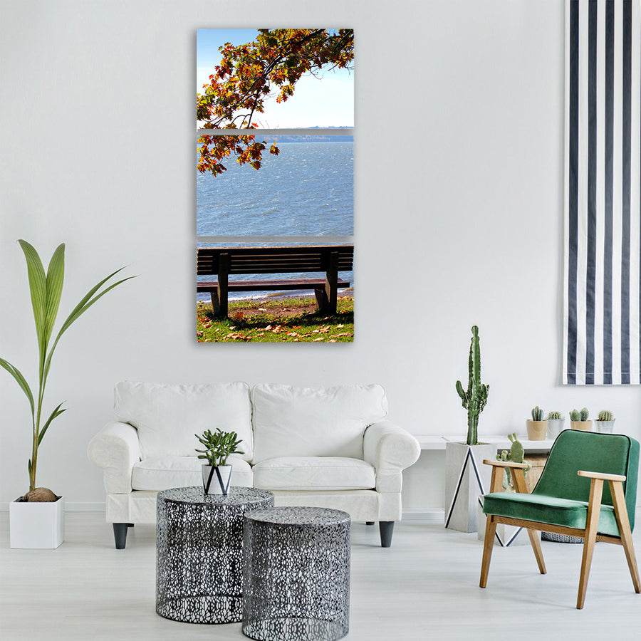 fall québec photography lake Vertical Canvas Wall Art