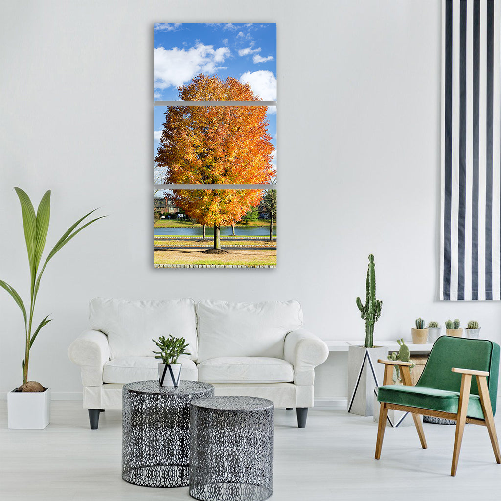 fall tree colorful leaves Vertical Canvas Wall Art