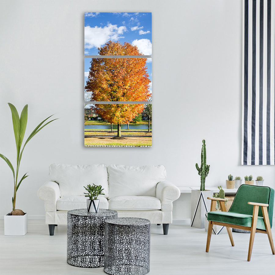 fall tree colorful leaves Vertical Canvas Wall Art