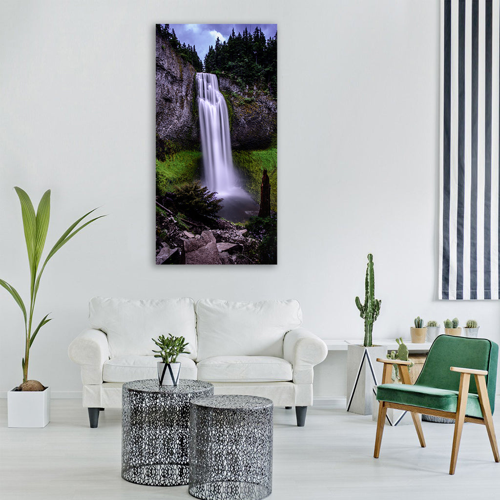 fall landscape leaf mist motion Vertical Canvas Wall Art
