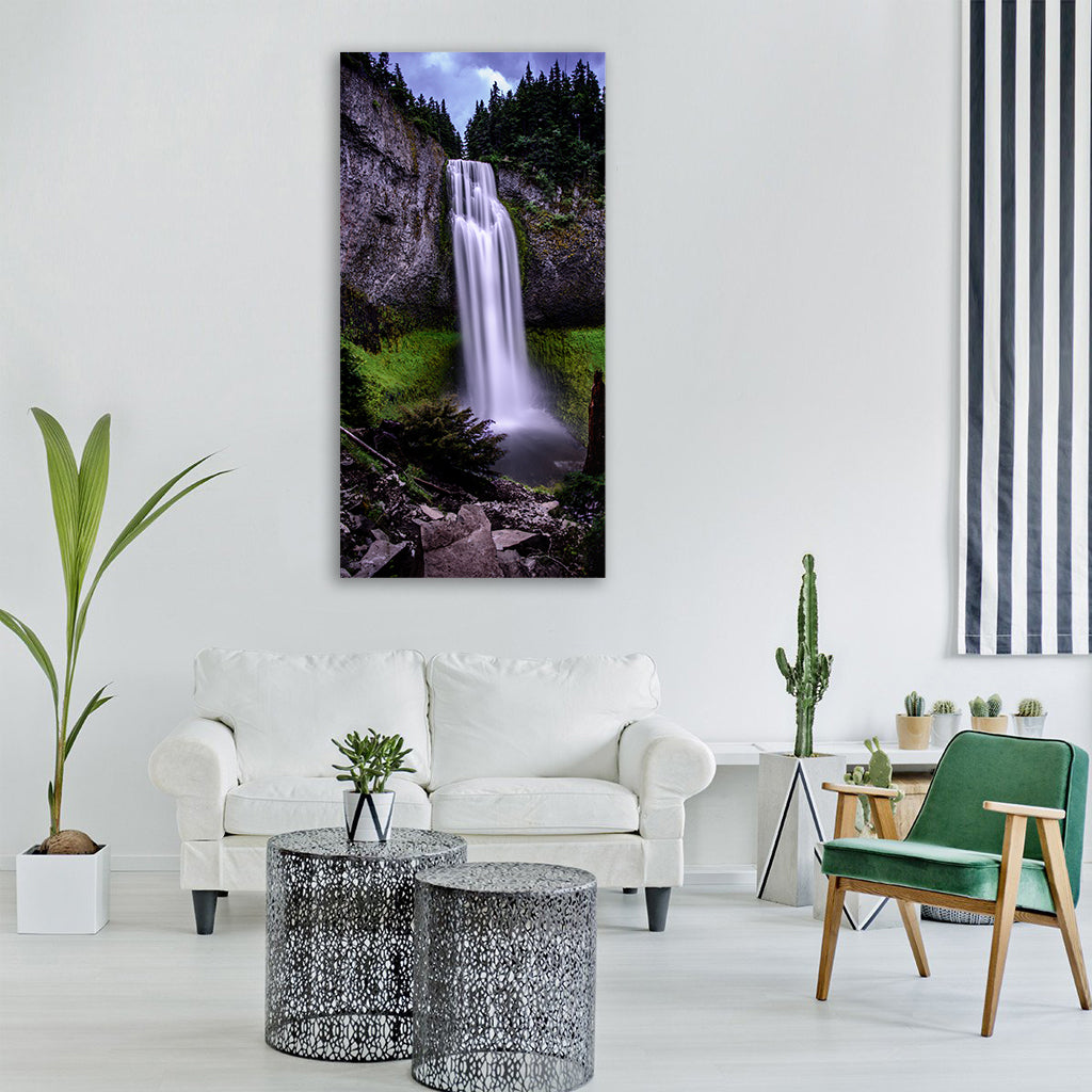 fall landscape leaf mist motion Vertical Canvas Wall Art
