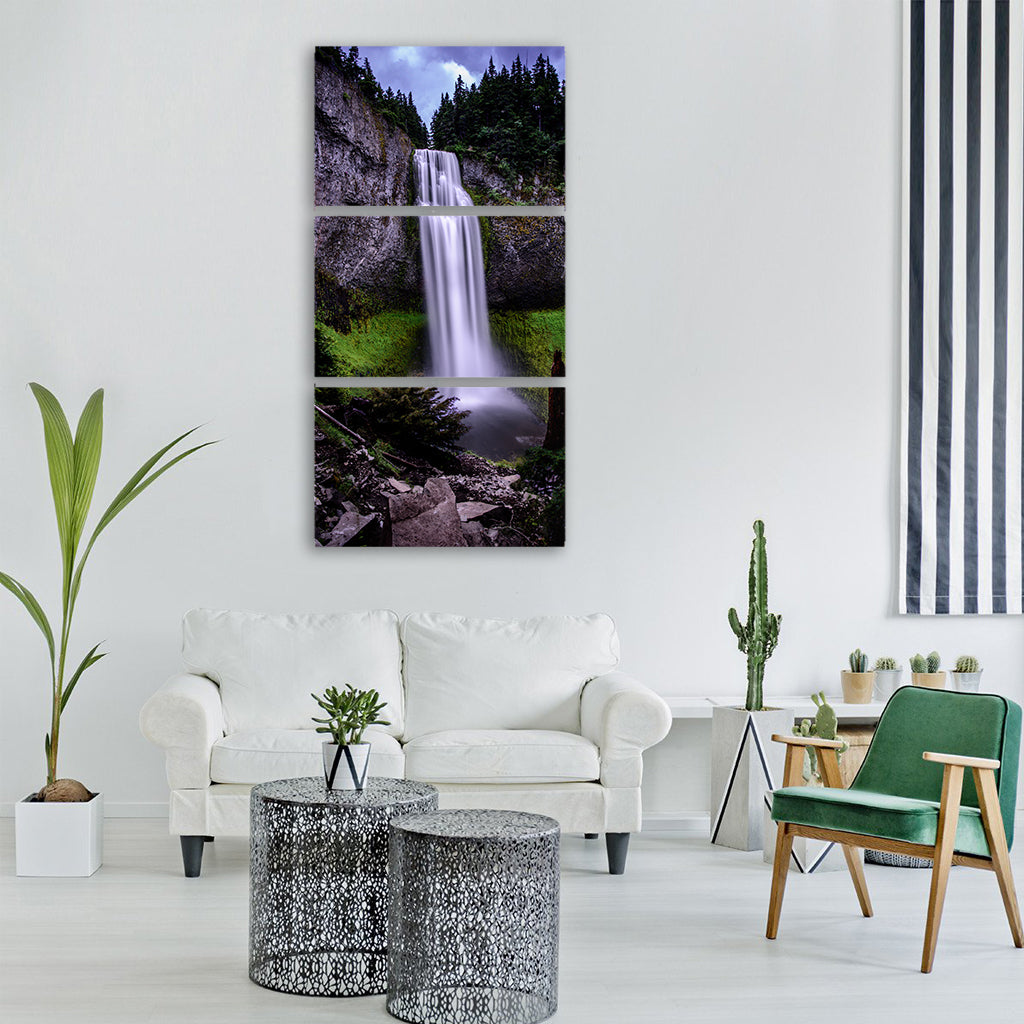 fall landscape leaf mist motion Vertical Canvas Wall Art