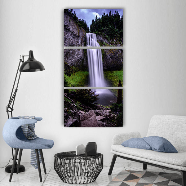 Fall landscape leaf mist motion Vertical Canvas Wall Art
