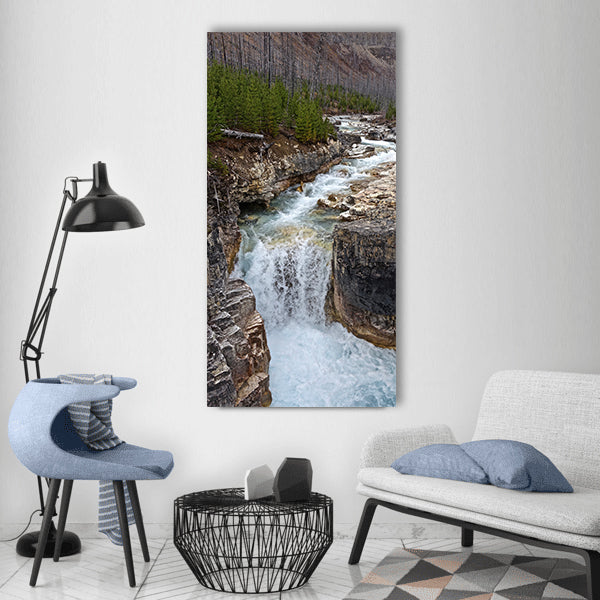 Falls cascades river waterfall Vertical Canvas Wall Art