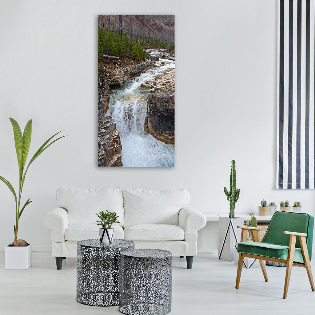 falls cascades river waterfall Vertical Canvas Wall Art