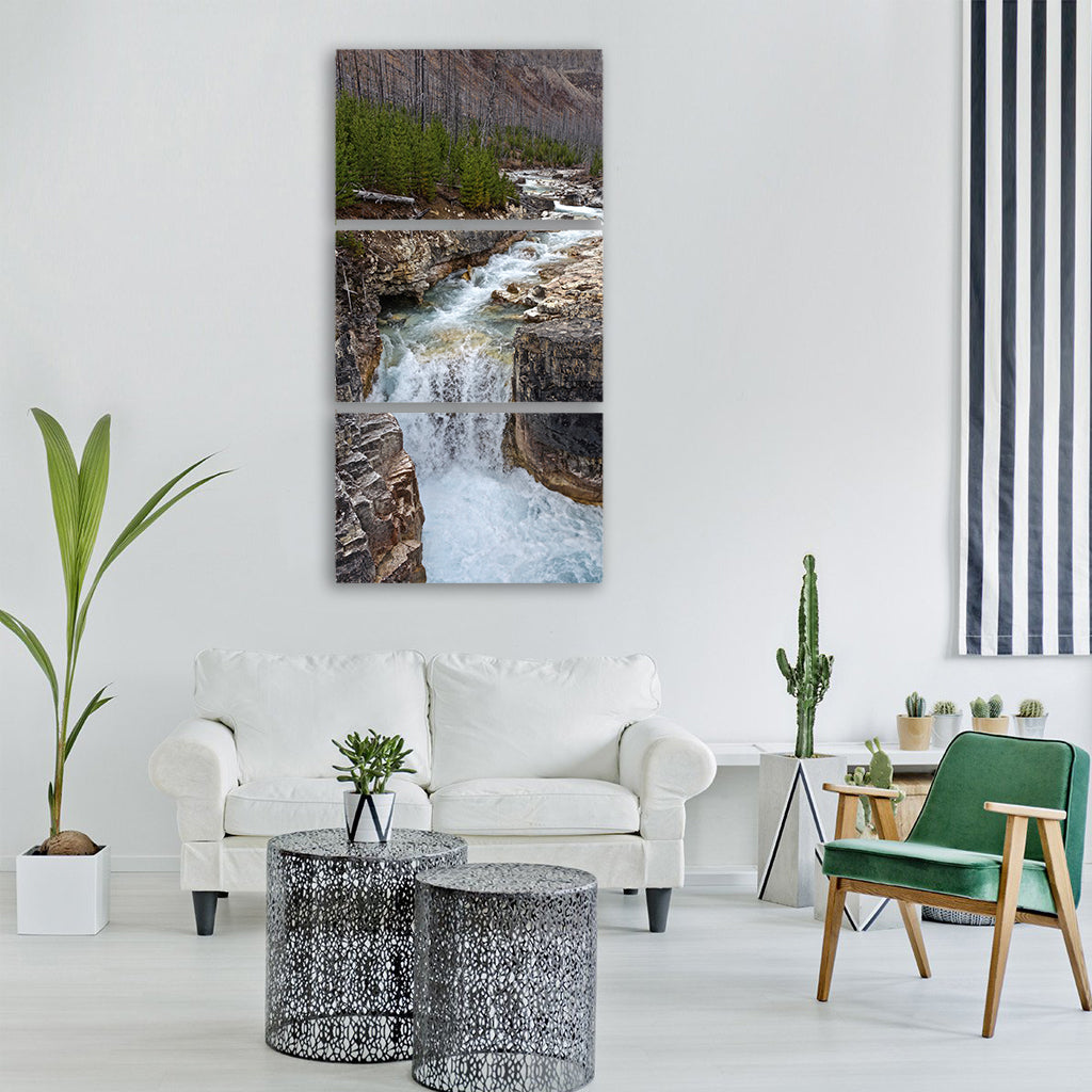 falls cascades river waterfall Vertical Canvas Wall Art