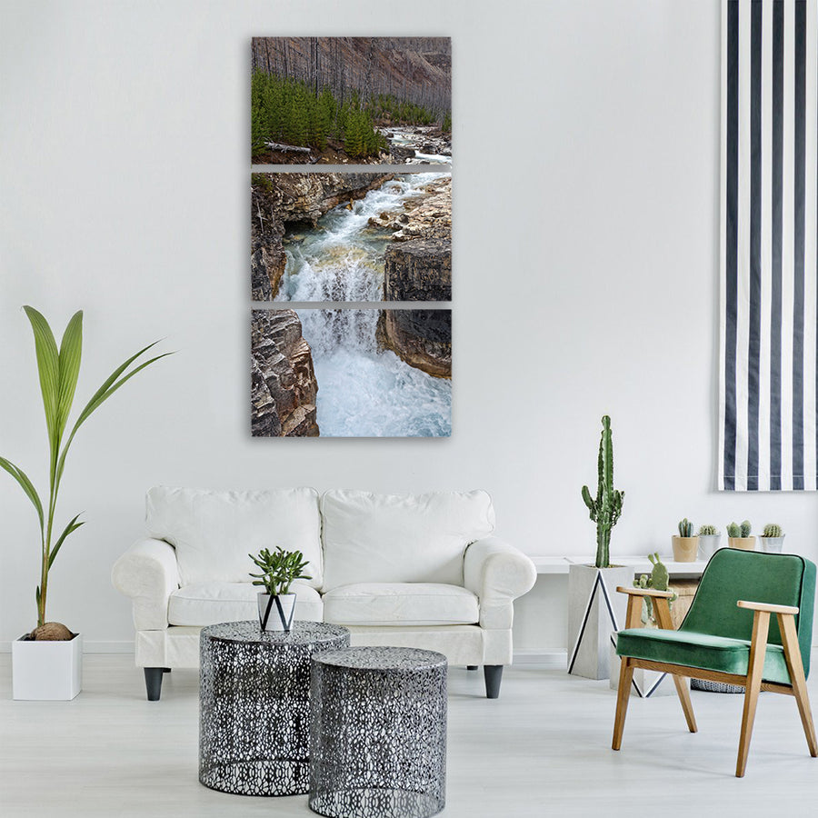 falls cascades river waterfall Vertical Canvas Wall Art