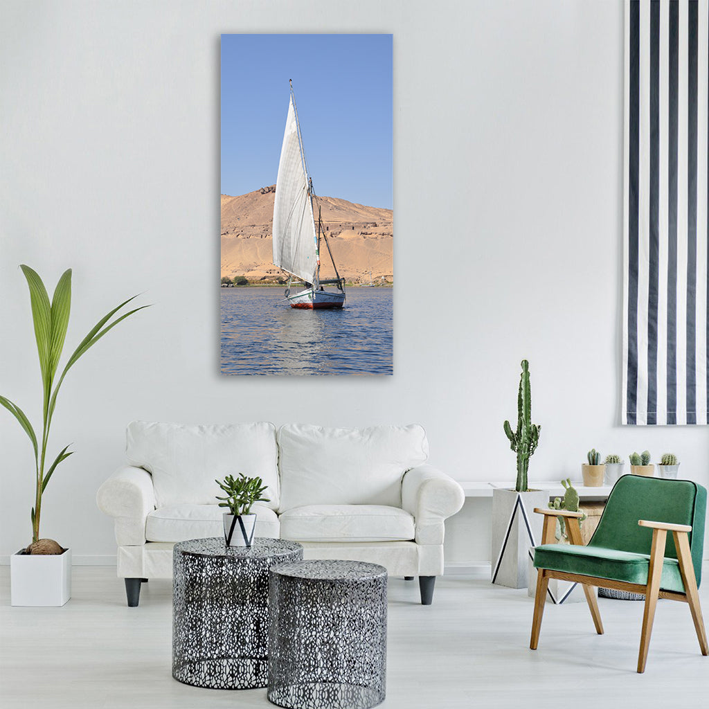 felucca boat nile egypt navigation Vertical Canvas Wall Art