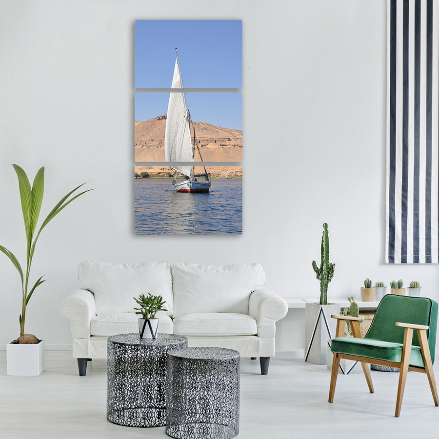 felucca boat nile egypt navigation Vertical Canvas Wall Art