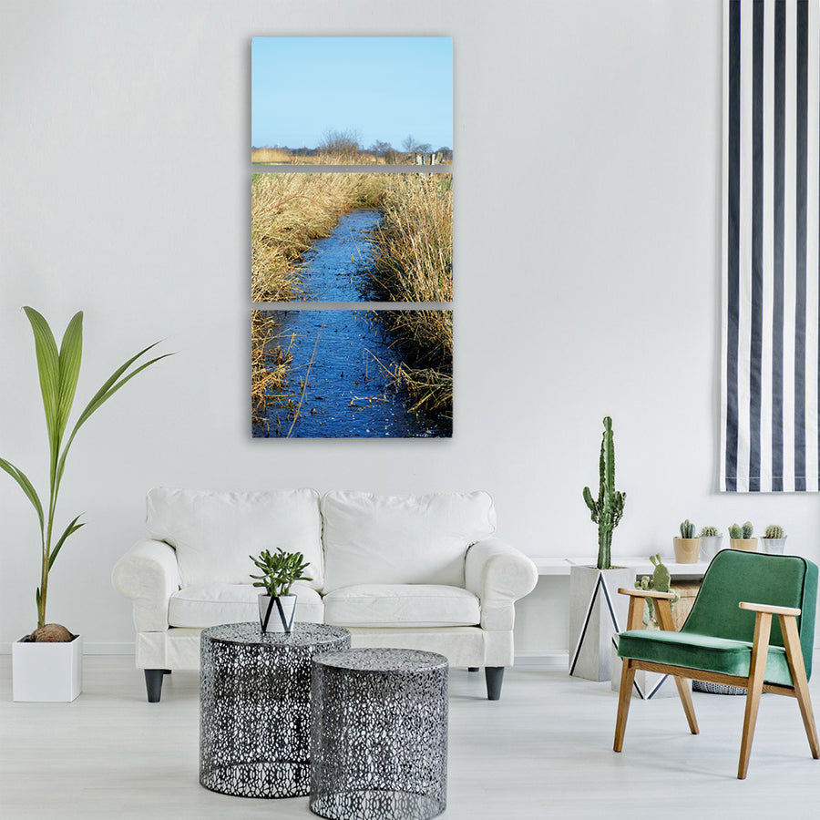 field mark dig winter landscape Vertical Canvas Wall Art