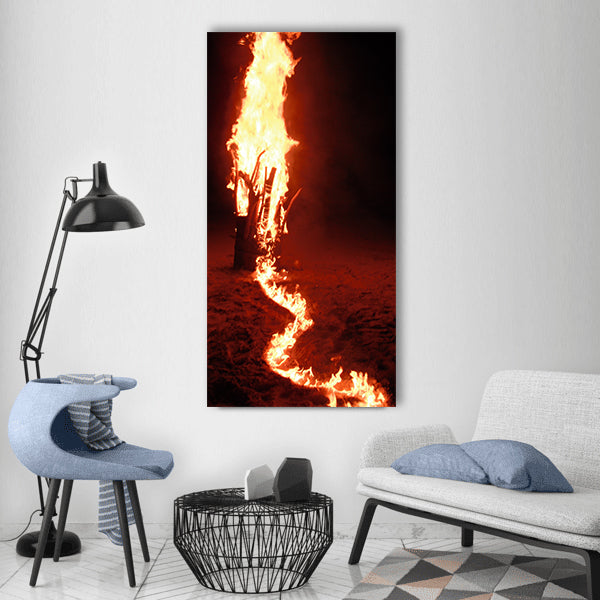 Fire beach sand summer vacation Vertical Canvas Wall Art
