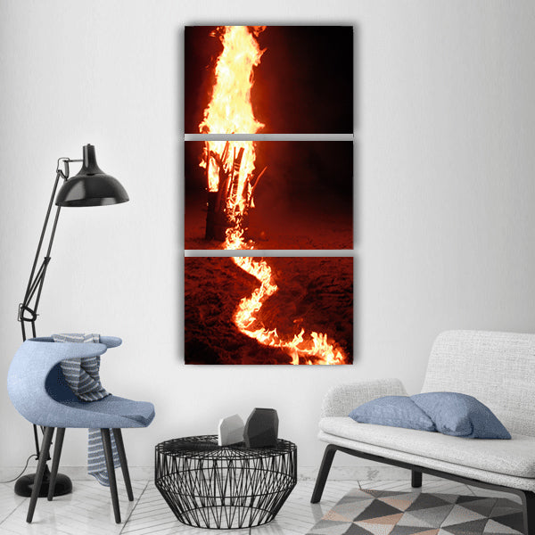 Fire beach sand summer vacation Vertical Canvas Wall Art