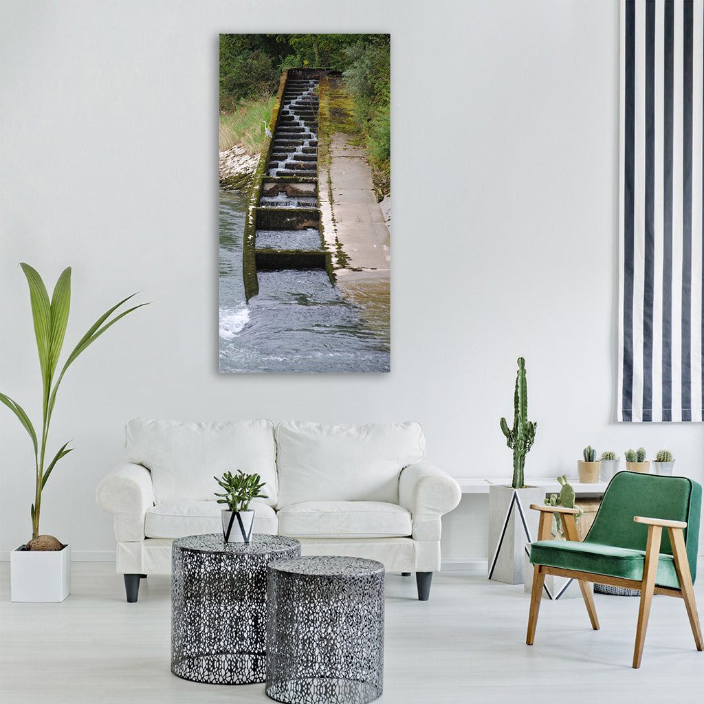 fish ladder fish pass river Vertical Canvas Wall Art