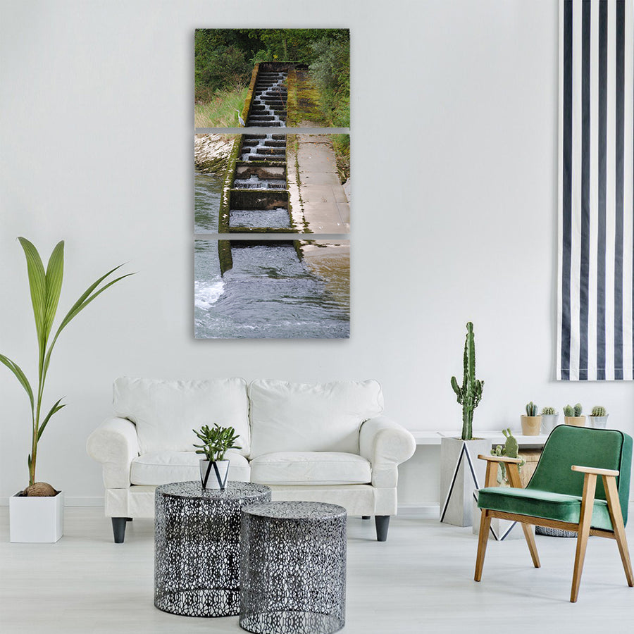 fish ladder fish pass river Vertical Canvas Wall Art
