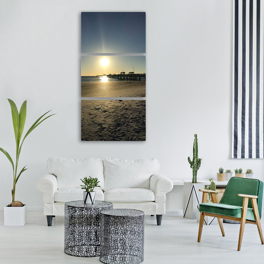 fishing pier water ocean fishing Vertical Canvas Wall Art