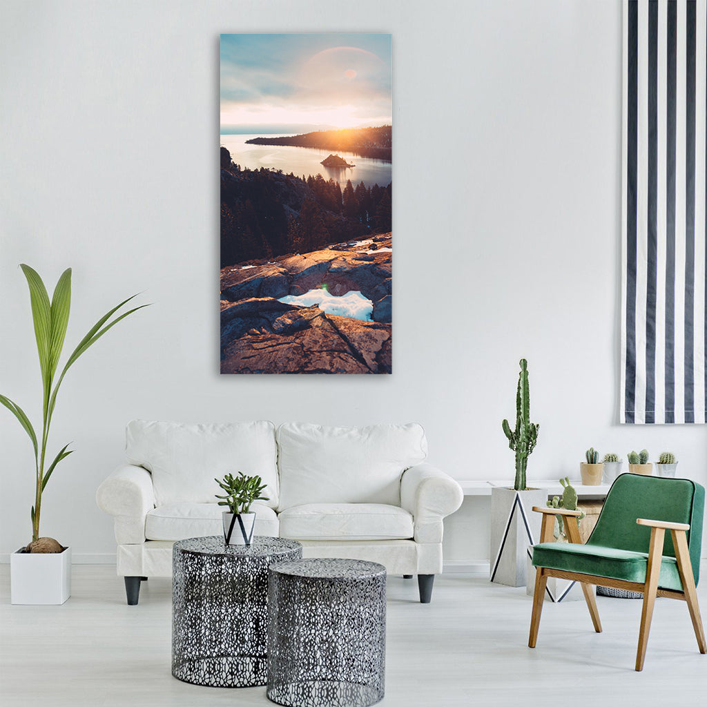 fjord bay view sea landscape Vertical Canvas Wall Art