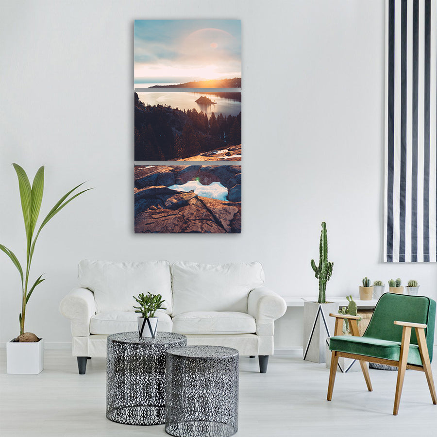 fjord bay view sea landscape Vertical Canvas Wall Art