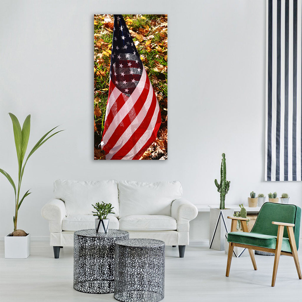 flag fall memorial day cemetery Vertical Canvas Wall Art