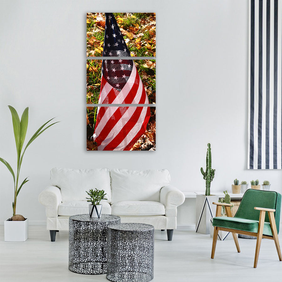 flag fall memorial day cemetery Vertical Canvas Wall Art
