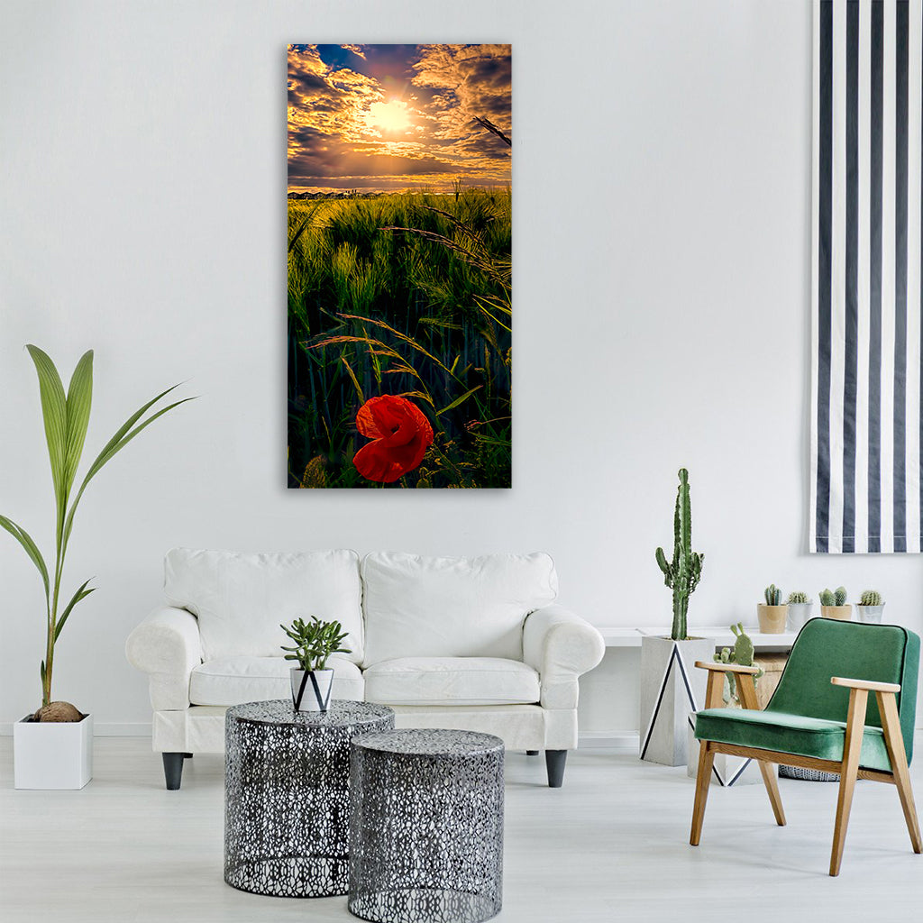 flower poppy cornfield nature Vertical Canvas Wall Art