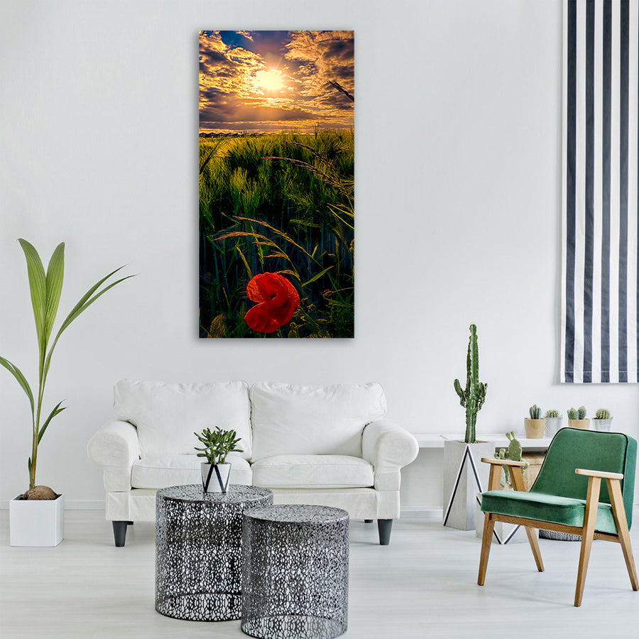 flower poppy cornfield nature Vertical Canvas Wall Art
