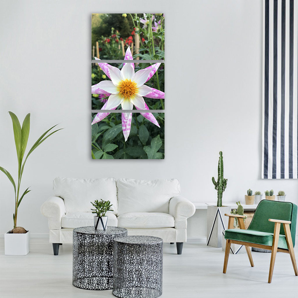 flower open petals dahlia spring Vertical Canvas Wall Art