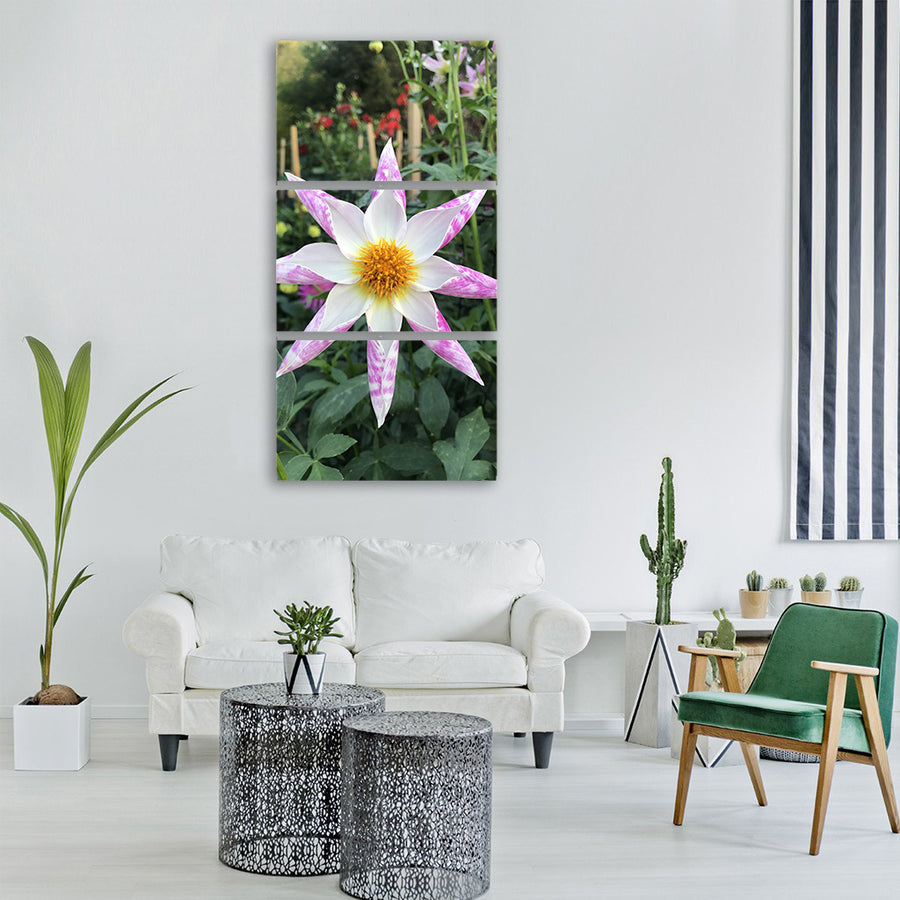 flower open petals dahlia spring Vertical Canvas Wall Art