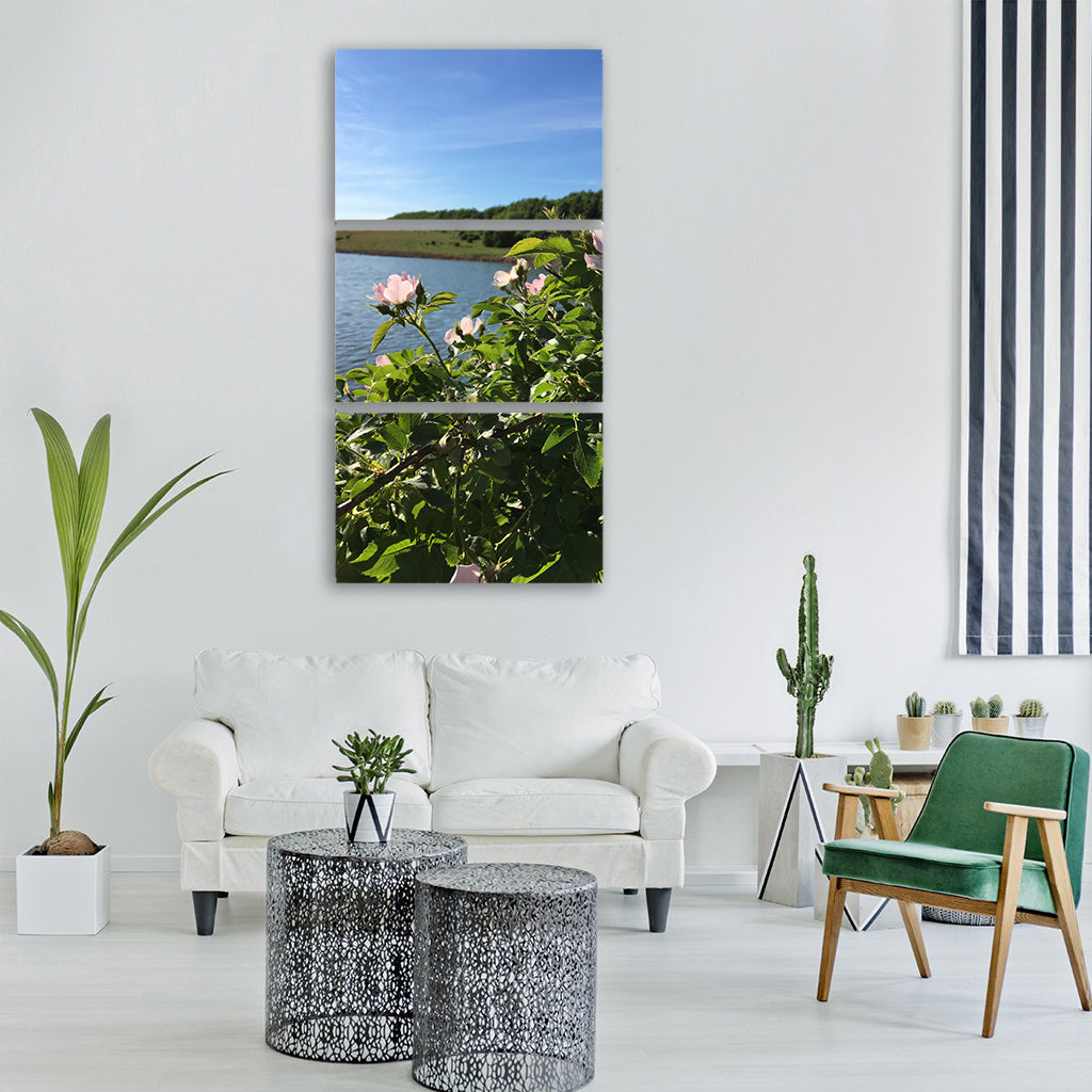 flowers pink summer rose bush Vertical Canvas Wall Art