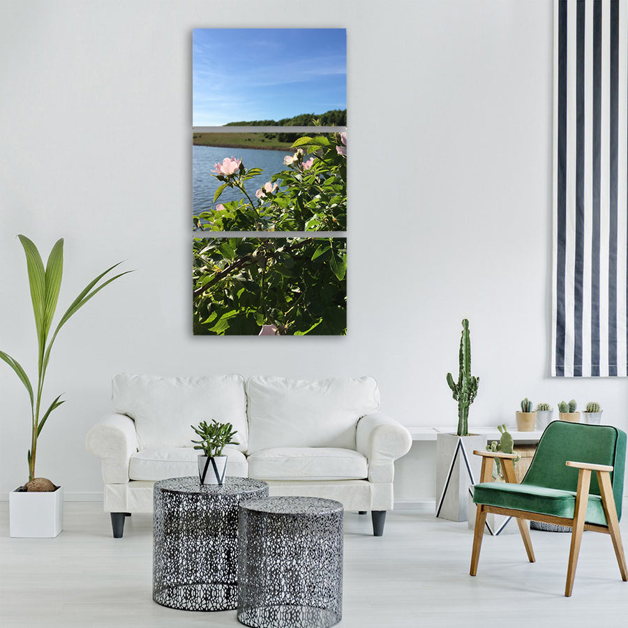 flowers pink summer rose bush Vertical Canvas Wall Art