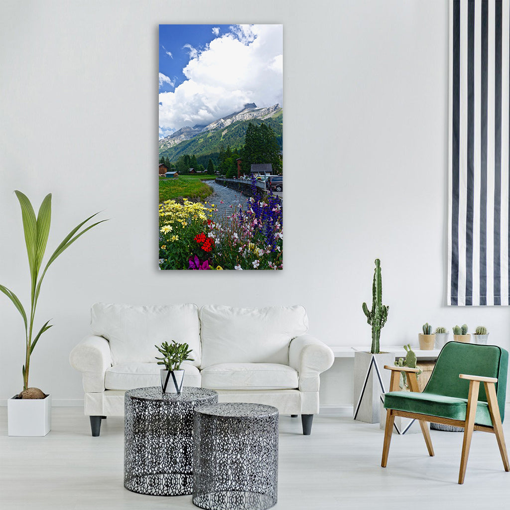 flowers nature alps swiss mountain Vertical Canvas Wall Art