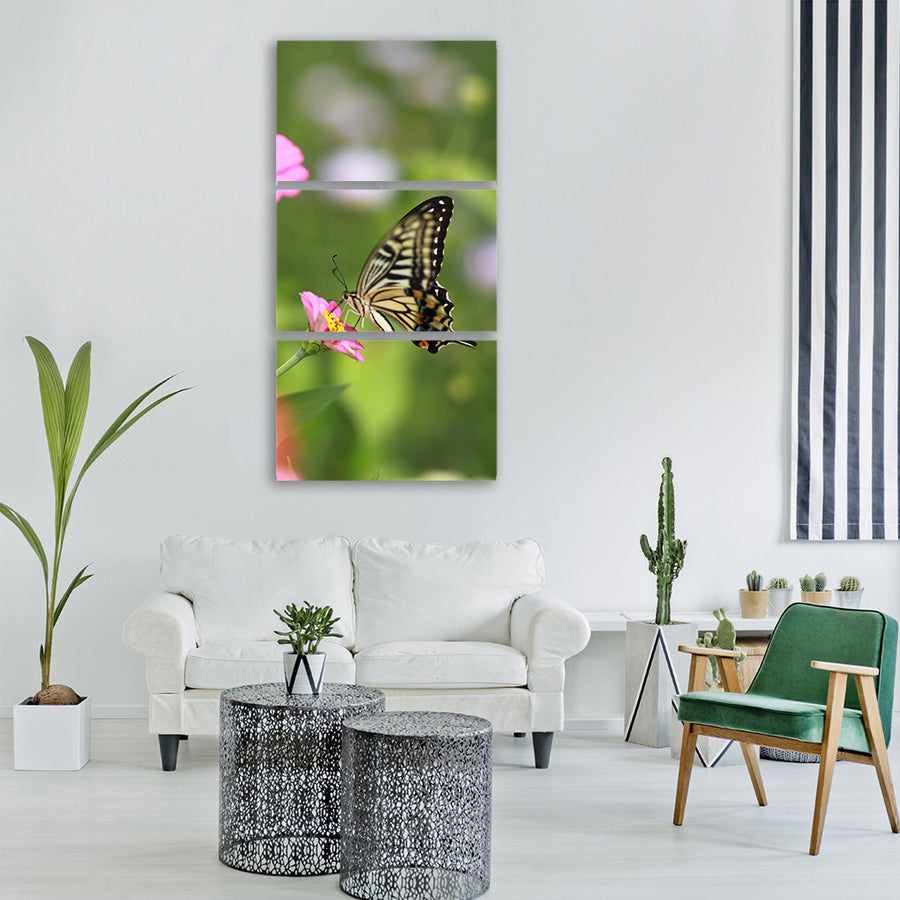 flowers butterfly insects nature Vertical Canvas Wall Art