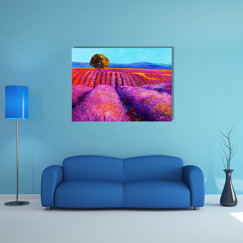 A Beautiful View Of Soothing Lavender Field Multi Panel Canvas Wall Art Set