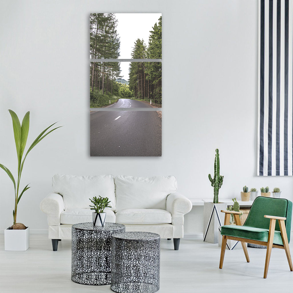 forest road tree green nature Vertical Canvas Wall Art