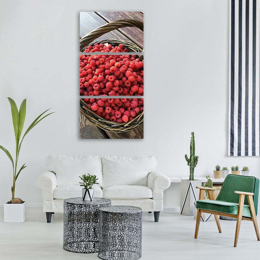 forest raspberry basket Vertical Canvas Wall Art