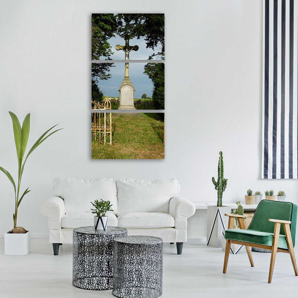 france landscape cross monument Vertical Canvas Wall Art
