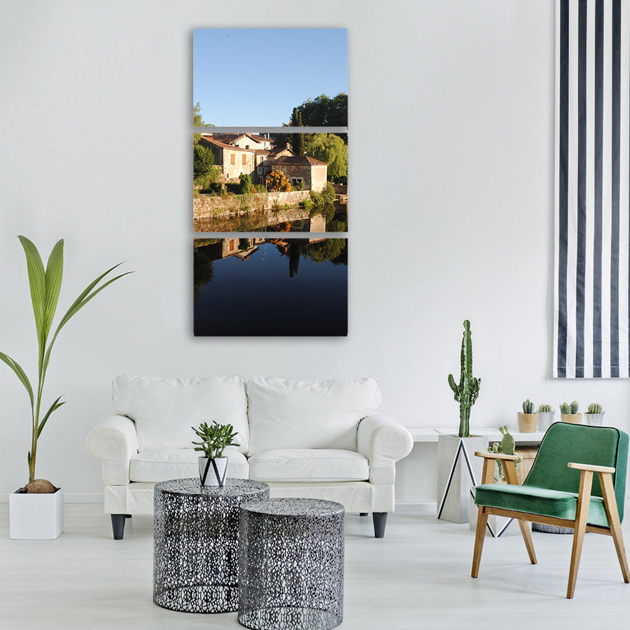 french village confolens river view Vertical Canvas Wall Art