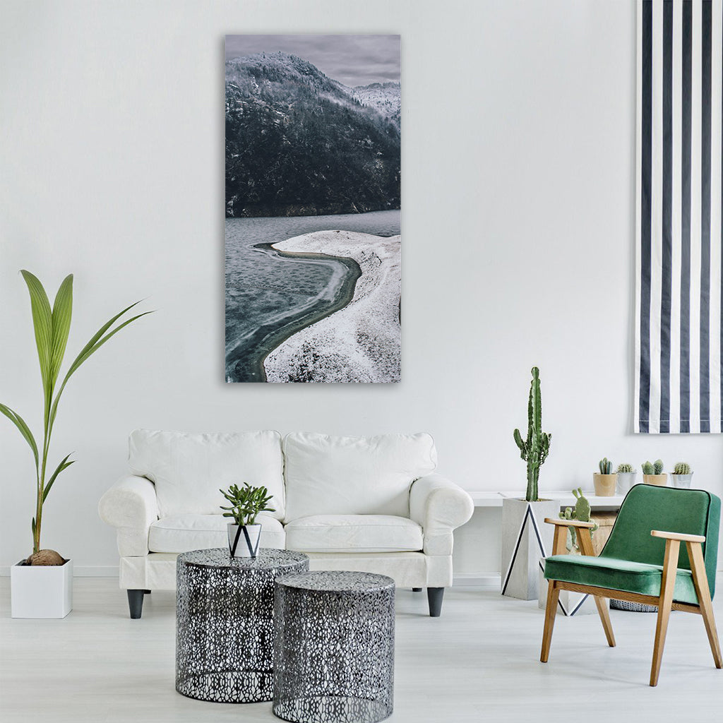 frozen winter blue ice the clouds Vertical Canvas Wall Art