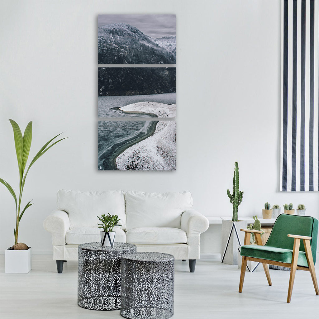 frozen winter blue ice the clouds Vertical Canvas Wall Art