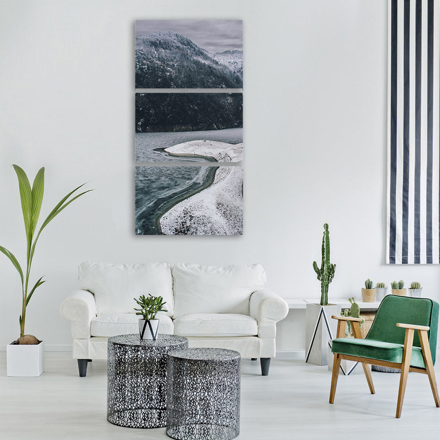 frozen winter blue ice the clouds Vertical Canvas Wall Art