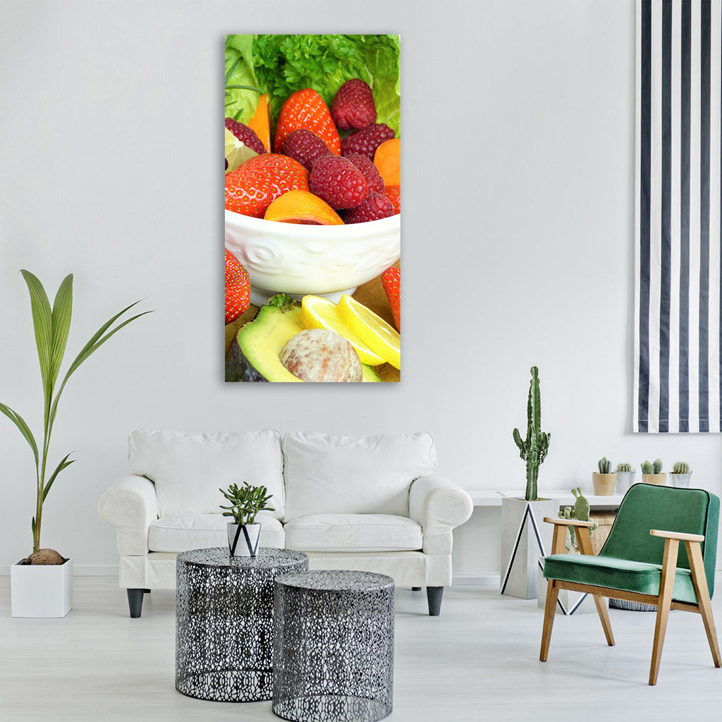 fruit strawberries raspberries Vertical Canvas Wall Art