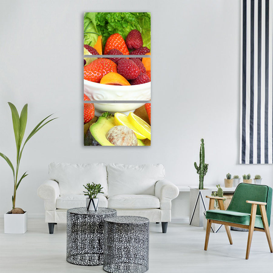 fruit strawberries raspberries Vertical Canvas Wall Art