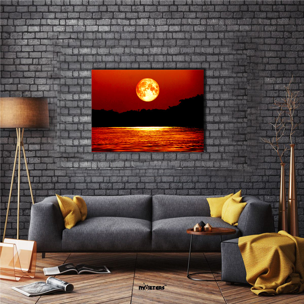 When The Full Blood Moon Reflects In The River Multi Panel Canvas Wall Art