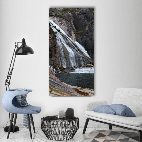 Galicia ézaro beach clouds sea Vertical Canvas Wall Art