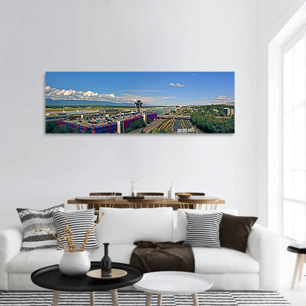 Geneva Airport Switzerland Aviation Panoramic Canvas Wall Art