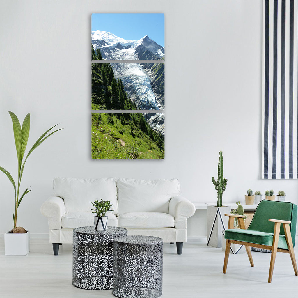 glacier contrast green white snow Vertical Canvas Wall Art